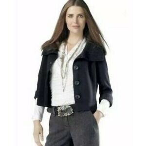 Cabi Jackie Cardigan Size Sm Button Front Knit Cropped Sweater Black Wool Blend